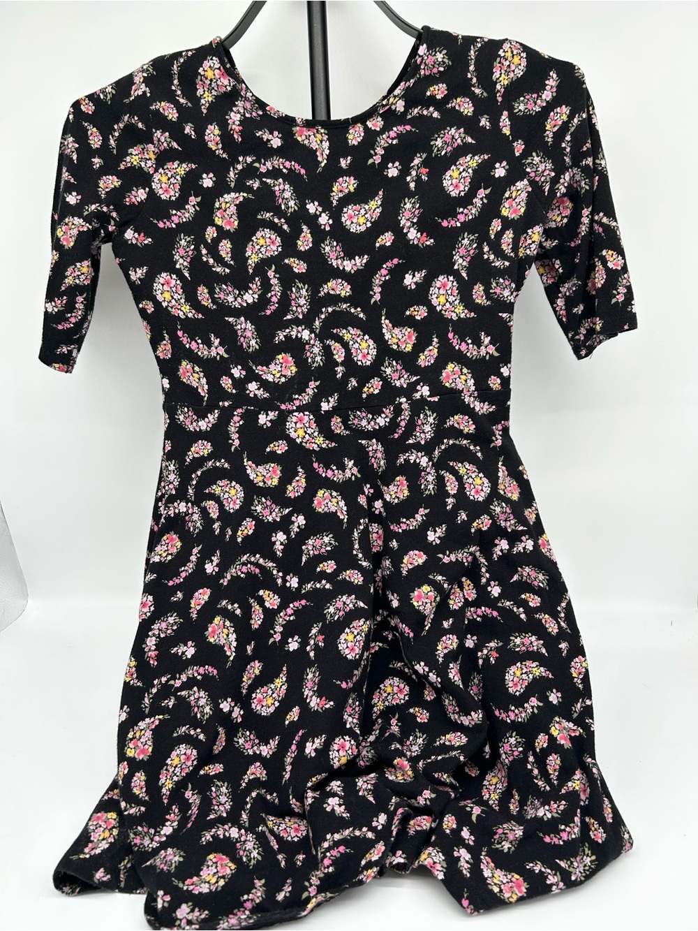Old Navy Black Floral-Print Casual Kids Dress Size XL (14)